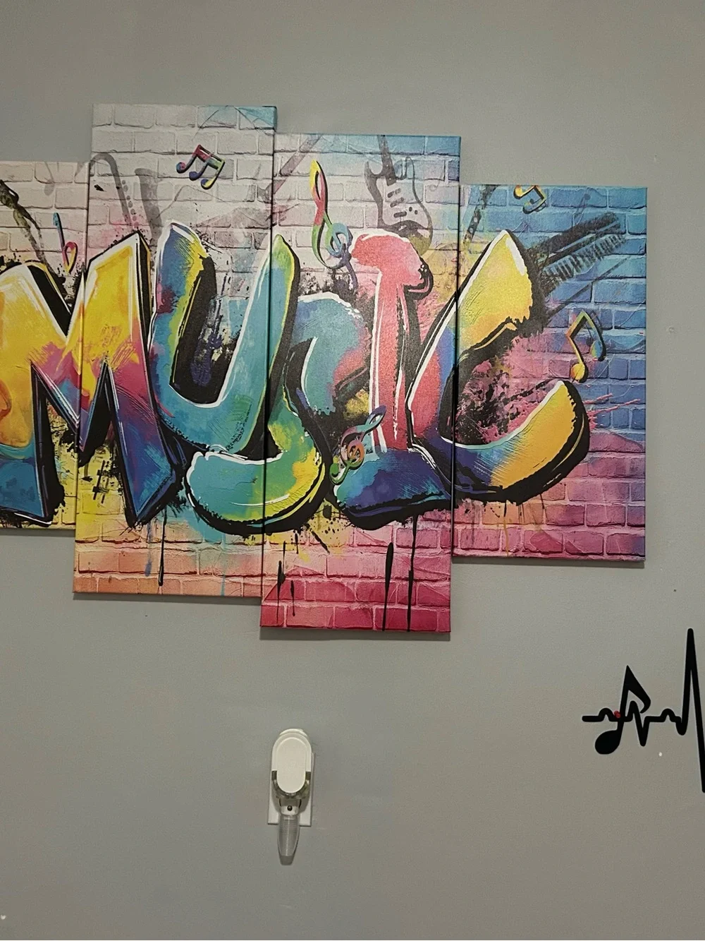 Multi-Panel Graffiti Wall Art - Vibrant Multicolor